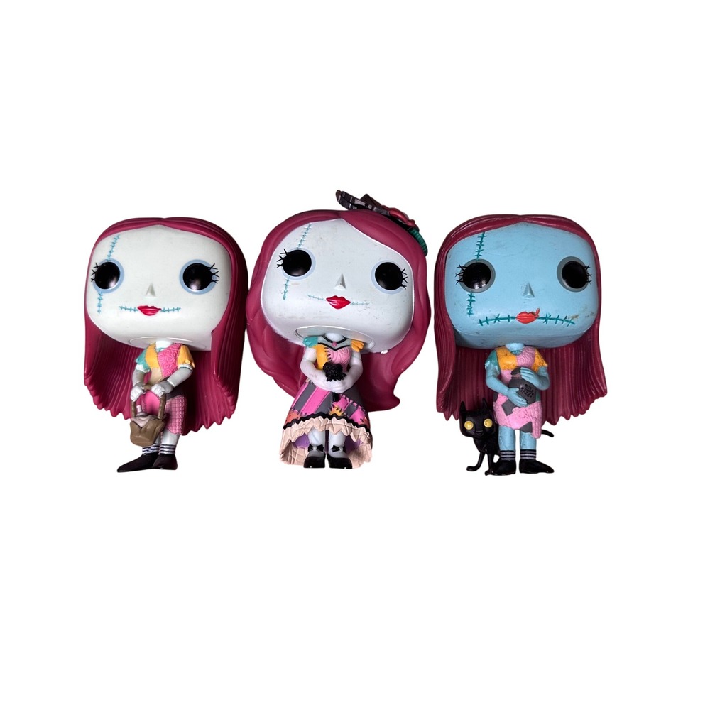 Funko Pop Disney Nightmare Before Christmas Sally Figure Lot 3pc Cat Flower OOB